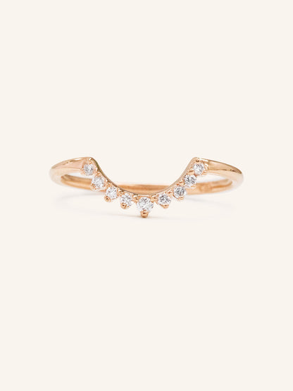Stunning 0.2 TCW Round Moissanite Stones Curved Wedding Bands 5