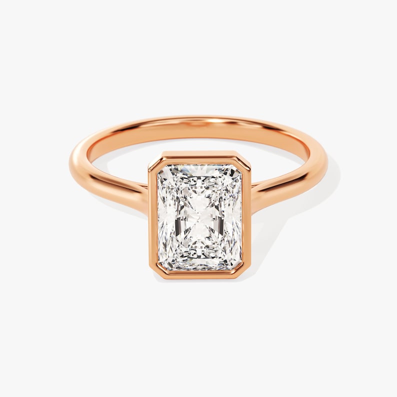 Stunning 1.0-2.0 CT Radiant Moissanite Engagement Ring with Bezel Design 5