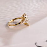 Stunning 1.0 - 2.0 CT Marquise Moissanite Engagement Ring with Three Stone and Hidden Halo Design 10