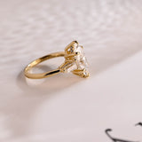 Stunning 1.0 - 2.0 CT Marquise Moissanite Engagement Ring with Three Stone and Hidden Halo Design 10
