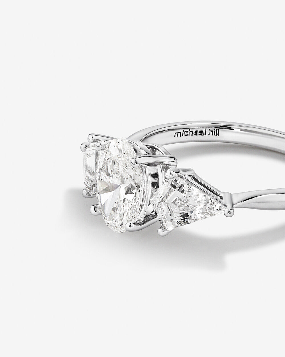 Stunning 2.25 TCW Oval & Kite Moissanite Engagement Ring with Three Stone Design 5