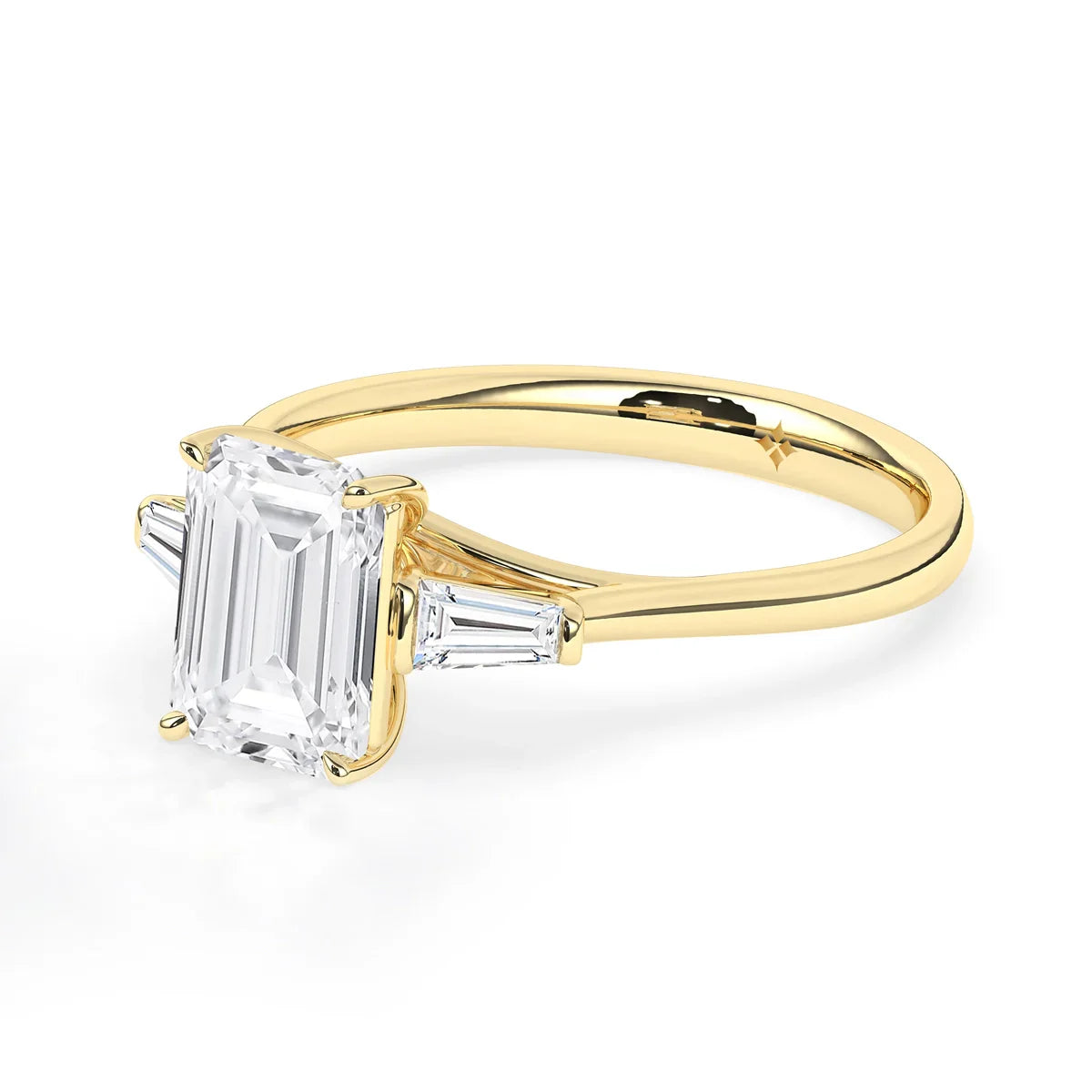 Stunning 2.0 CT Emerald Moissanite Engagement Ring with Three Stone Design 6