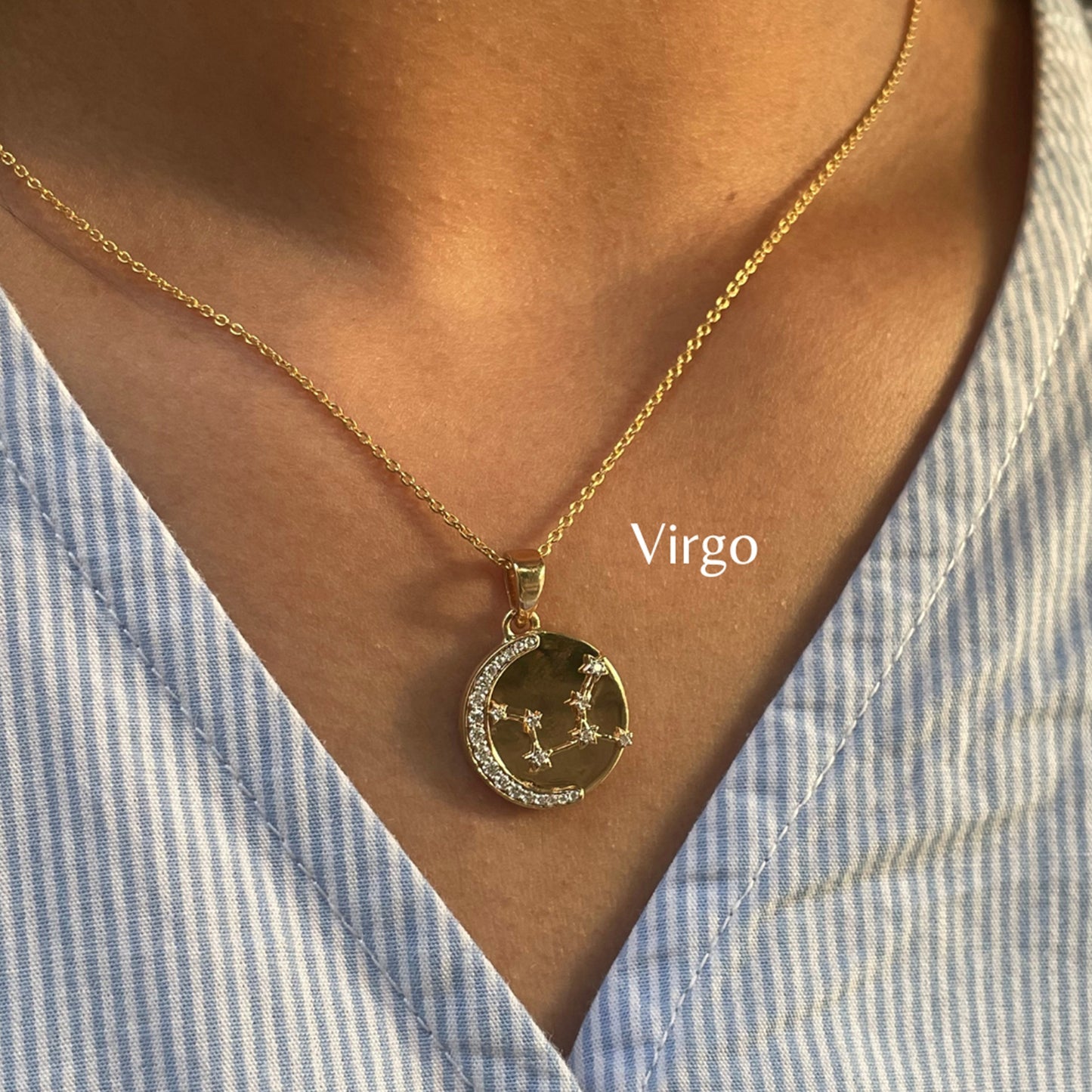 0.18 CT Round Moissanite Diamond Sign Pendant Necklace in Solid Gold 5