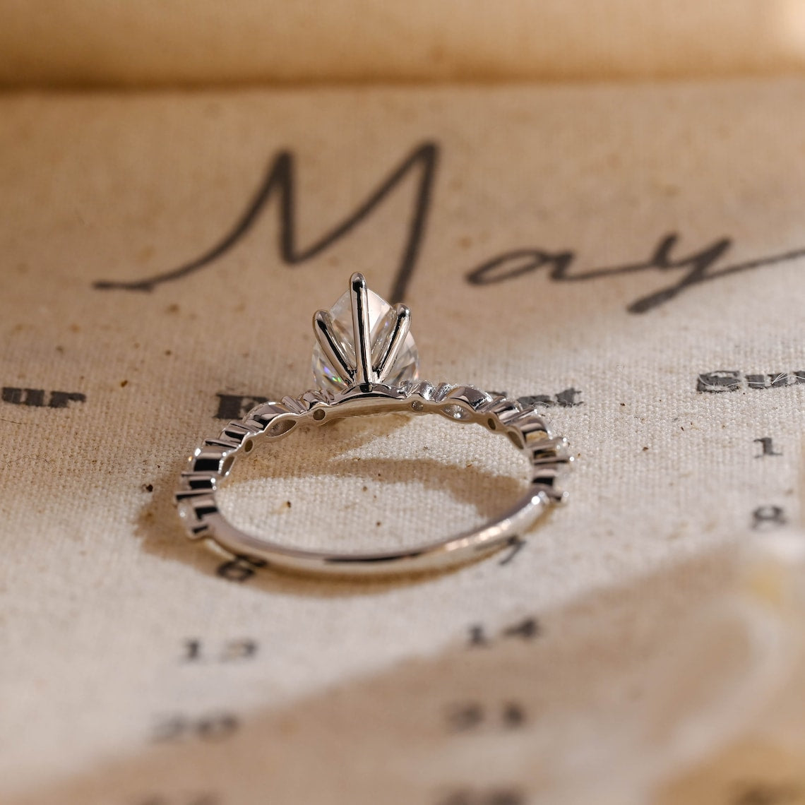 4.0 CT Pear Shaped Moissanite Engagement Ring With Pave Accents 3