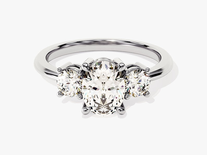 Stunning 1.0-2.0 CT Oval Moissanite Engagement Ring with Tree Stone Design 4