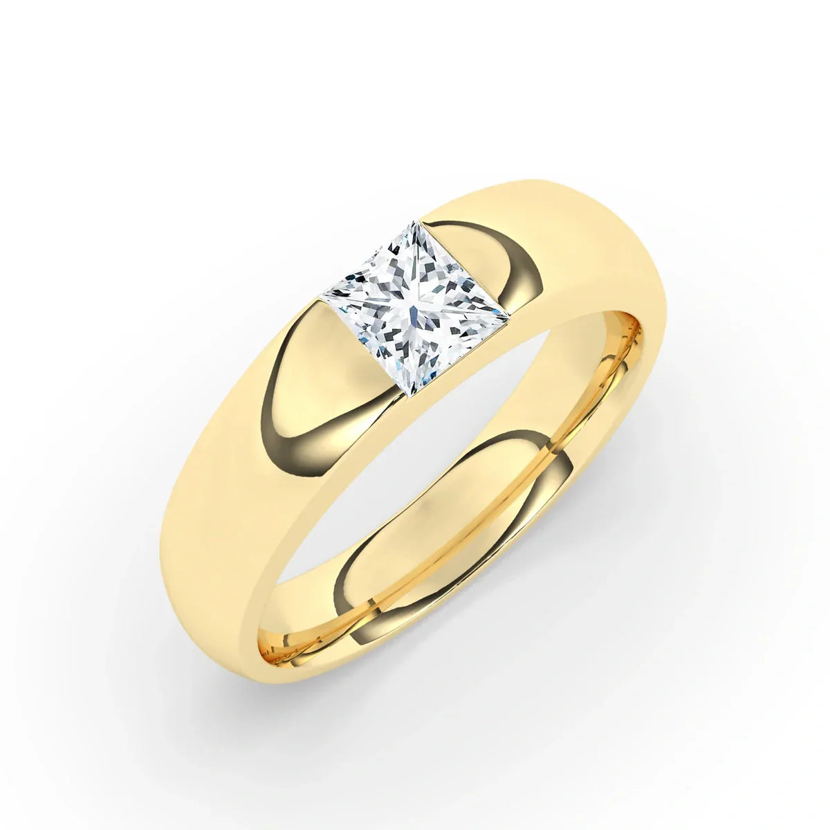Delicate 0.70 CT Moissanite Solitaire Men's Wedding Band with Princess Cut Stones in Solid Gold 2