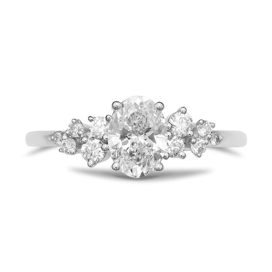 Stunning 0.5 CT Round Moissanite Stones Engagement Ring In Cluster Design 1
