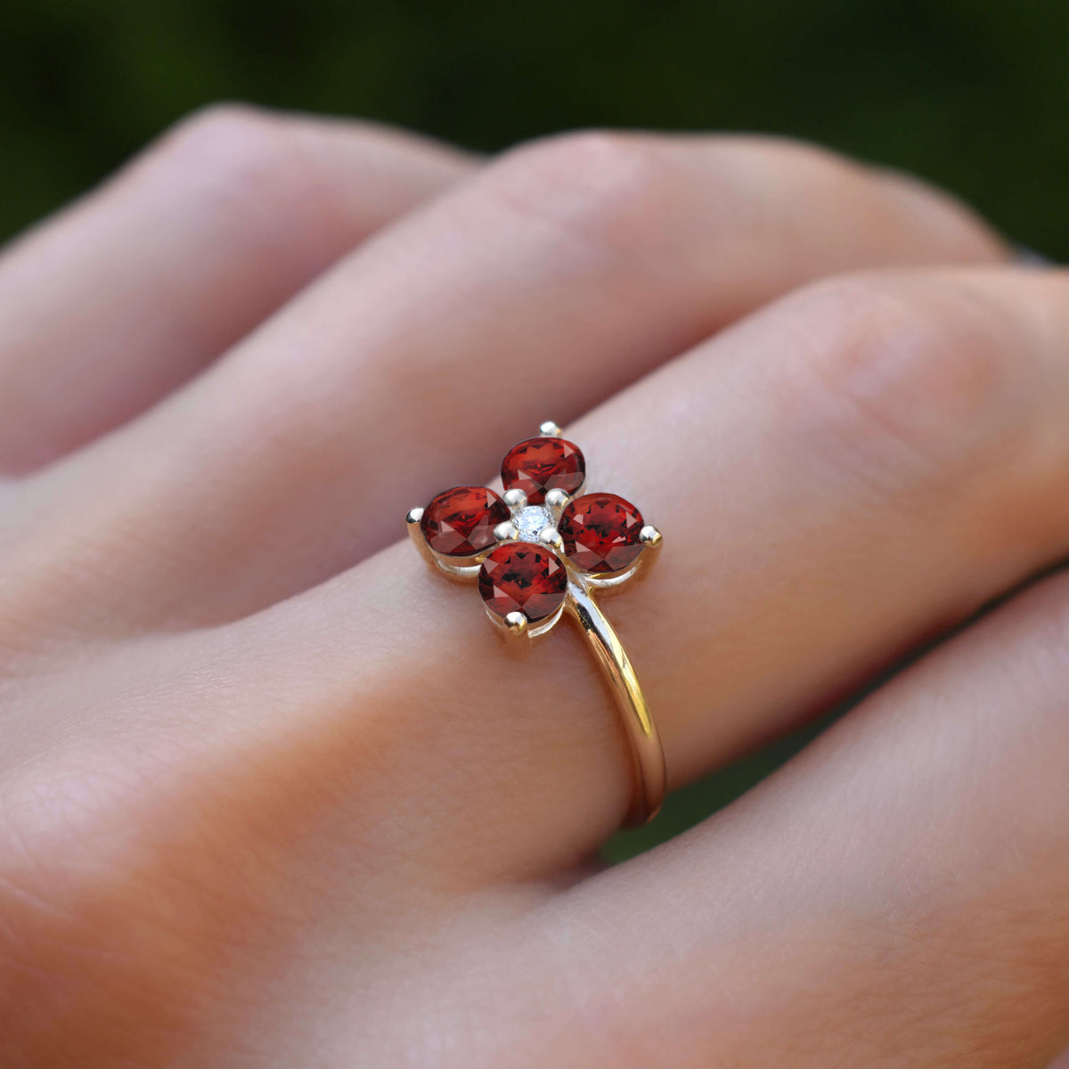 0.12 CT Round Garnet Lab Made Diamond- January Birthstone Engagement Ring 2