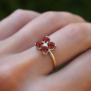 0.12 CT Round Garnet Lab Made Diamond- January Birthstone Engagement Ring