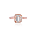 Stunning 1.0 CT Emerald Moissanite Engagement Ring with Halo Design 1