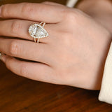 Stunning 2.0 - 4.0 CT Pear Moissanite Engagement Ring with Pave & Halo Design 6