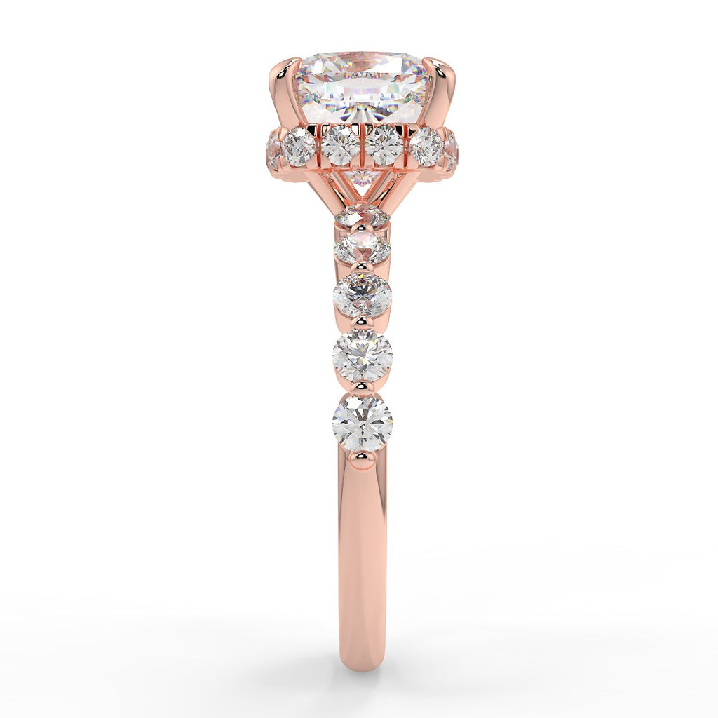 Stunning 1.0 CT Cushion Moissanite Engagement Ring with Hidden Halo & Pave Design 10