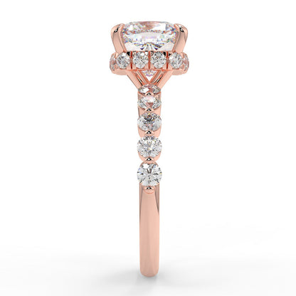Stunning 1.0 CT Cushion Moissanite Engagement Ring with Hidden Halo & Pave Design 10