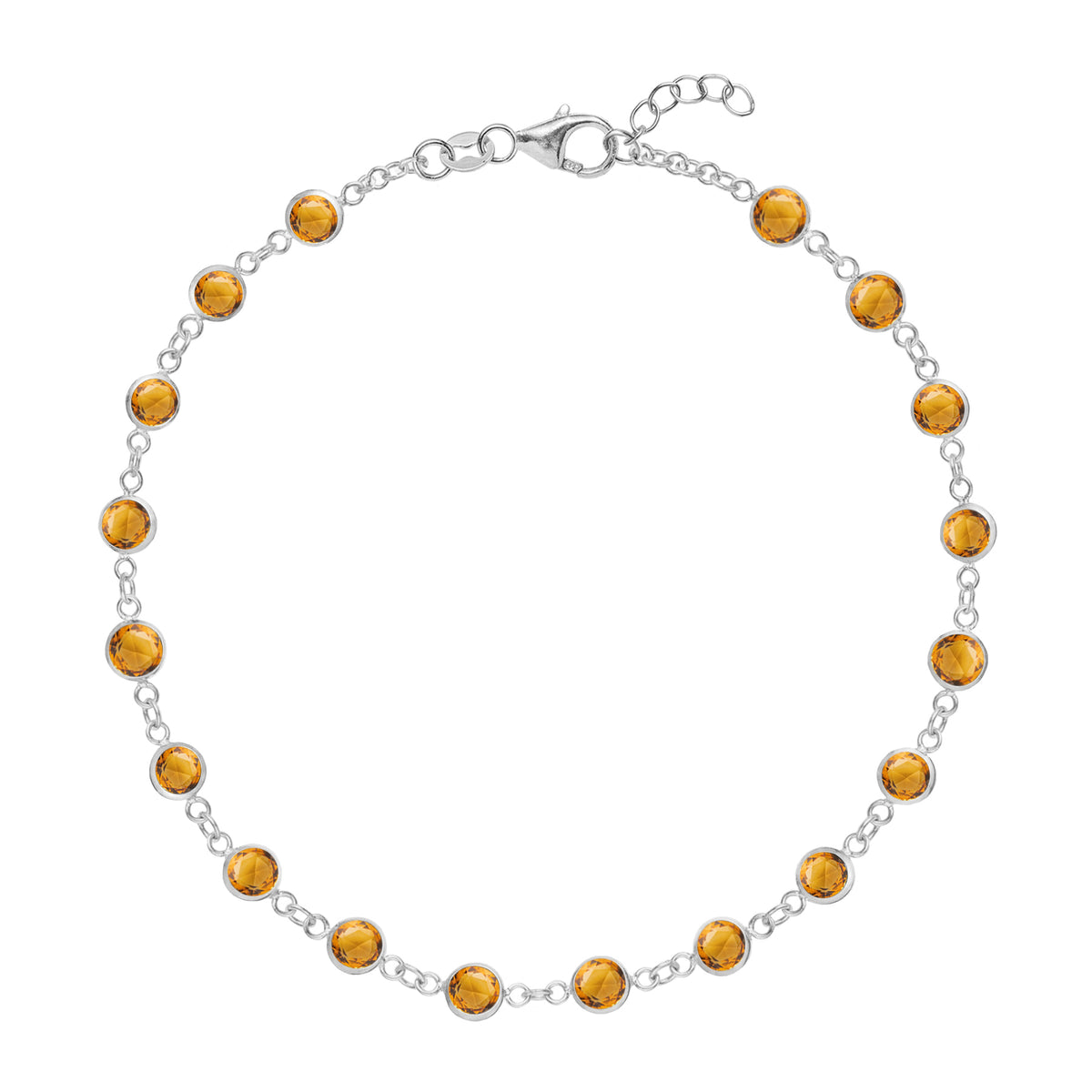 4.5 TCW Round Citrine Lab Made Diamond- November Birthstone Bracelet 8