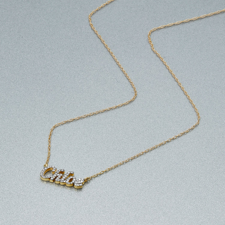 Customized Name Pendant  Necklace in Solid Gold 3