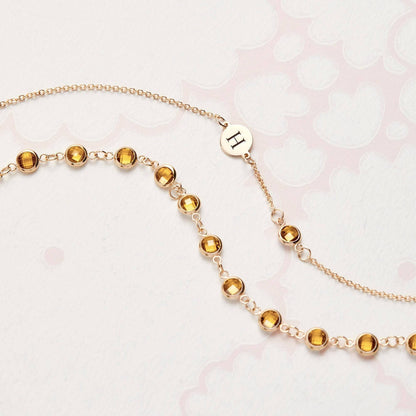 4.5 TCW Round Citrine Lab Made Diamond- November Birthstone Bracelet 9