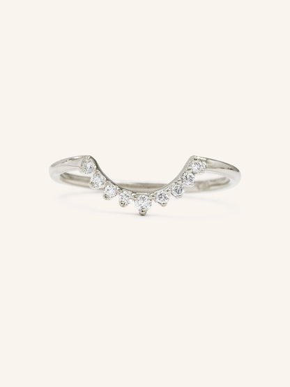 Stunning 0.2 TCW Round Moissanite Stones Curved Wedding Bands 4