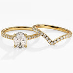 1.50 CT Oval Cut Moissanite Pave Bridal Ring Set with Curved Wedding Bands 1