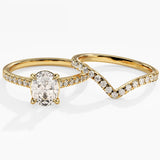 1.50 CT Oval Cut Moissanite Bridal Ring Set with Marquise & Round Wedding Bands 1