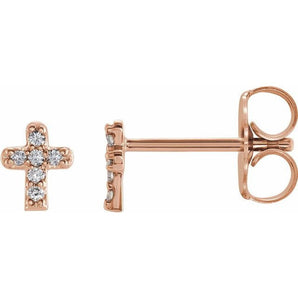 0.20 TCW Round Cut Moissanite Cross Stud Earrings in Gold