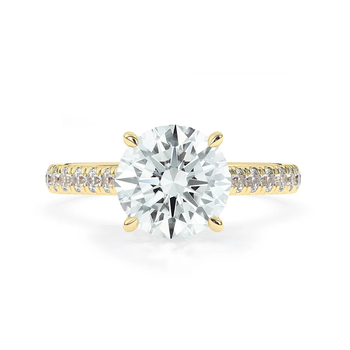 Stunning 3.0 CT Round Moissanite Engagement Ring with Double Hidden Halo & Pave Design 1
