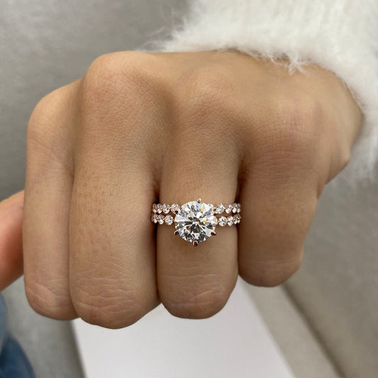 Classic 2.0 CT Round Moissanite Engagement Ring with Dainty Pave Design 2