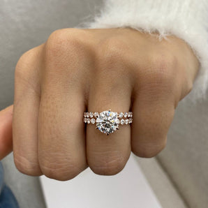 Classic 2.0 CT Round Moissanite Engagement Ring with Dainty Pave Design