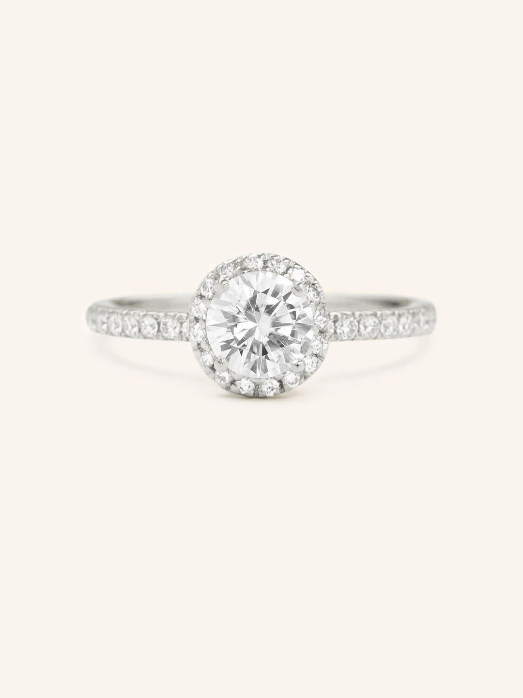 Stunning 1.0 CT Round Moissanite Engagement Ring with Halo & Pave Design 4