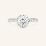 Stunning 1.0 CT Round Moissanite Engagement Ring with Halo & Pave Design 4