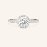 Stunning 1.0 CT Round Moissanite Engagement Ring with Halo & Pave Design 4