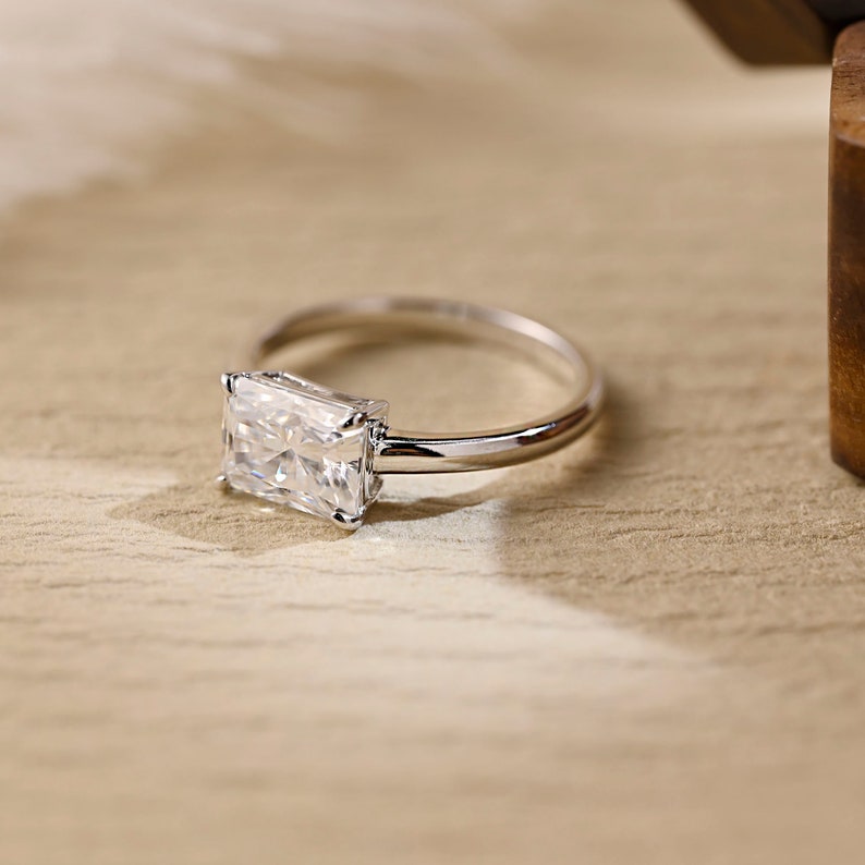 Stunning 3.0 CT Radiant Moissanite Engagement Ring with Solitaire Design 1