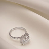 Stunning 1.0 - 2.0 CT Cushion Moissanite Engagement Ring with Pave & Halo Design 7
