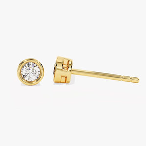 0.50 TCW Round Cut Moissanite Bezel Stud Earrings in Gold