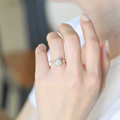Stunning 2.0 CT Oval Moissanite Engagement Ring with Cluster Design 10