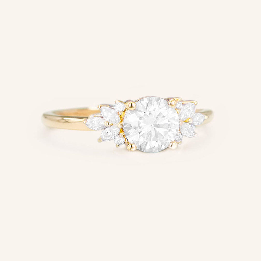 Stunning 1.0 CT Round Moissanite Engagement Ring with Cluster Design 2