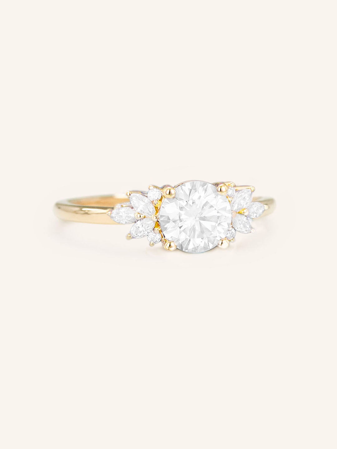 Stunning 1.0 CT Round Moissanite Engagement Ring with Cluster Design 2