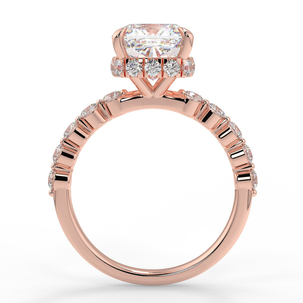 Stunning 1.0 CT Cushion Moissanite Engagement Ring with Hidden Halo & Pave Design 9