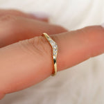 Stunning 0.06 TCW Round Moissanite Stones Curved Wedding Bands 7