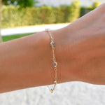 1.75 TCW Round Aquamarine Lab Made Diamond- March Birthstone Dainty Bracelet 6