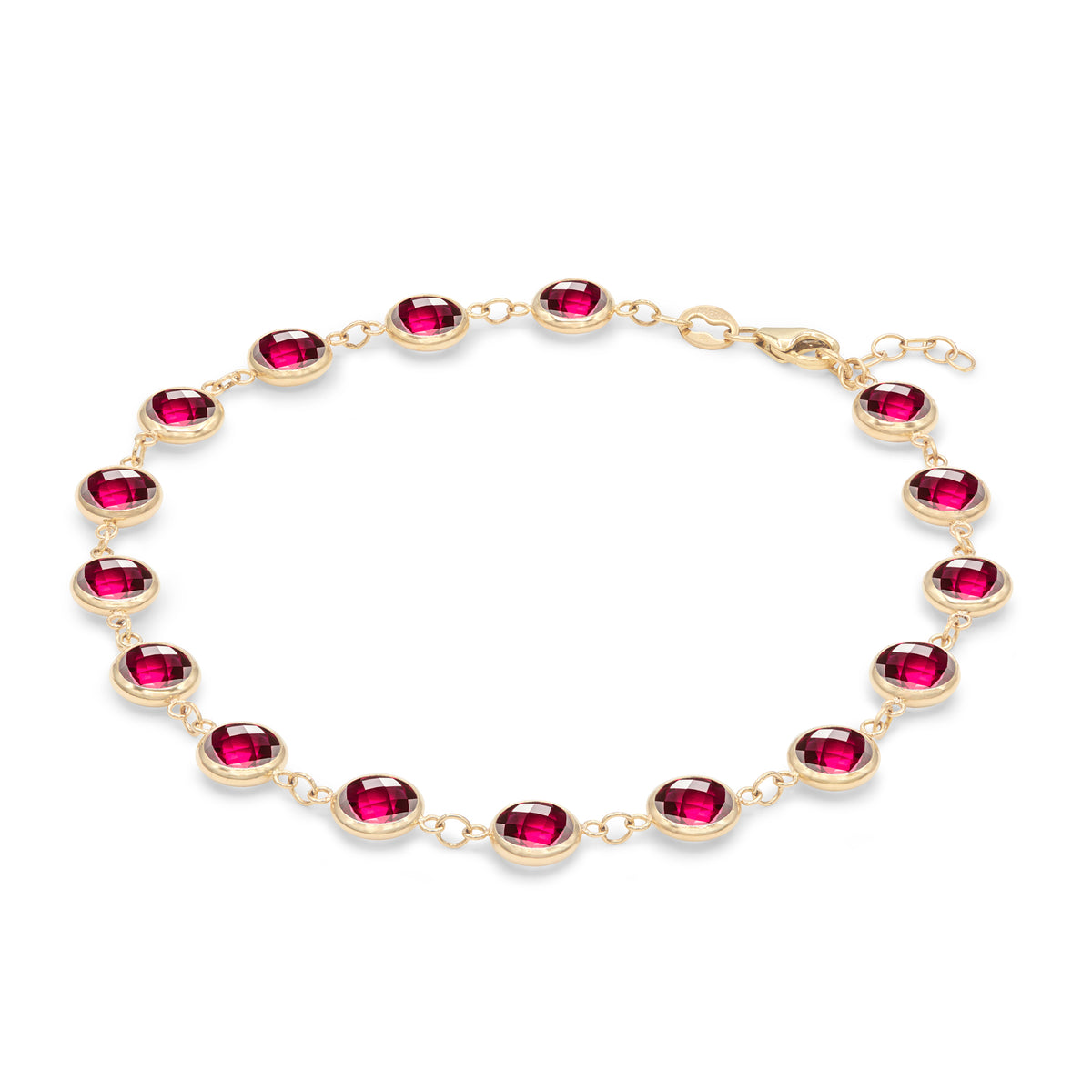 Round Ruby Lab Made Diamond- July Birthstone Dainty Bracelet 5