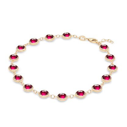 Round Ruby Lab Made Diamond- July Birthstone Dainty Bracelet 5