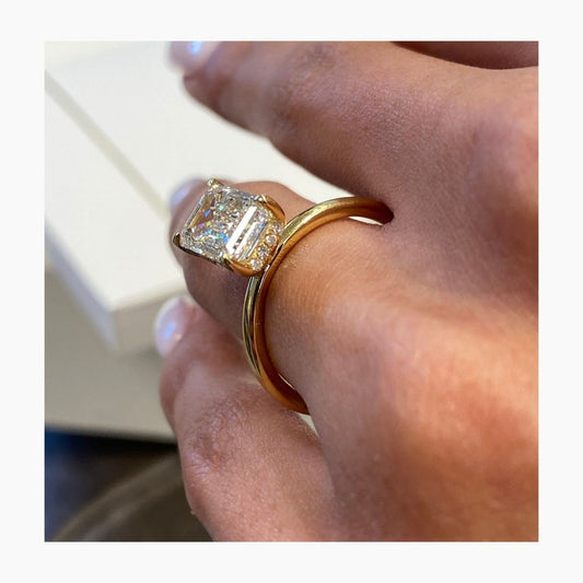 Stunning 3.0 CT Emerald Cut Moissanite Engagement Ring with Hidden Halo Design 2