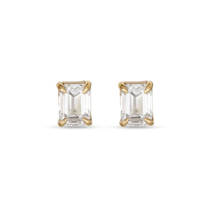 Stunning 2.0 CT Emerald Shape Moissanite Stud Earrings in Gold