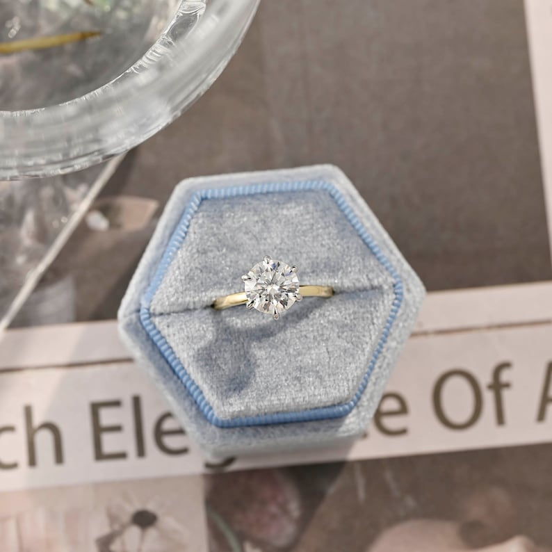 Stunning 2.5 CT Round Moissanite Engagement Ring with Hidden Halo Design 5