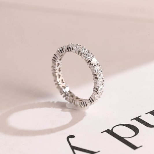 Stunning 0.3 TCW Round Moissanite Stones Half Eternity Wedding Band 1