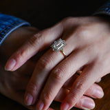 Stunning 1.0 - 2.0 CT Emerald Moissanite Engagement Ring With Halo Design 6