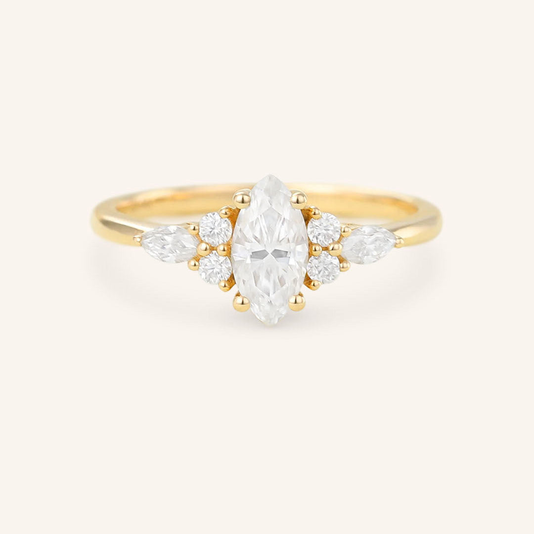 Stunning 1.5 CT Marquise Moissanite Engagement Ring with Cluster Design 1