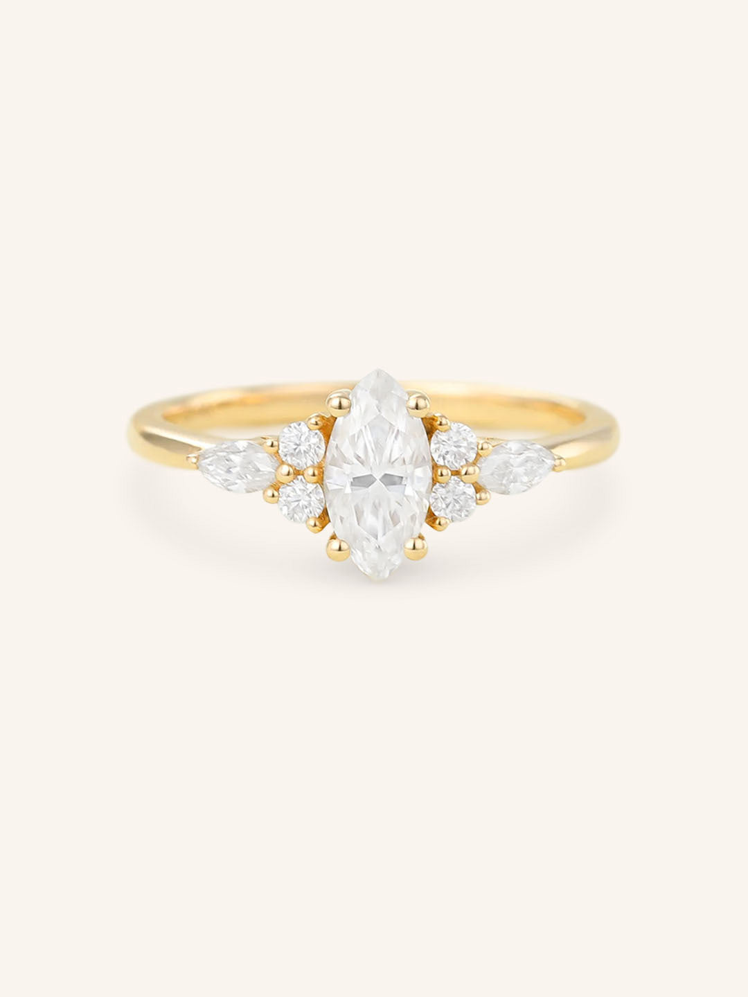 Stunning 1.5 CT Marquise Moissanite Engagement Ring with Cluster Design 1
