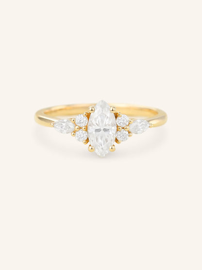 Stunning 1.5 CT Marquise Moissanite Engagement Ring with Cluster Design 1