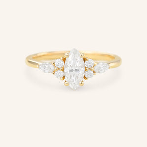 Stunning 1.5 CT Marquise Moissanite Engagement Ring with Cluster Design